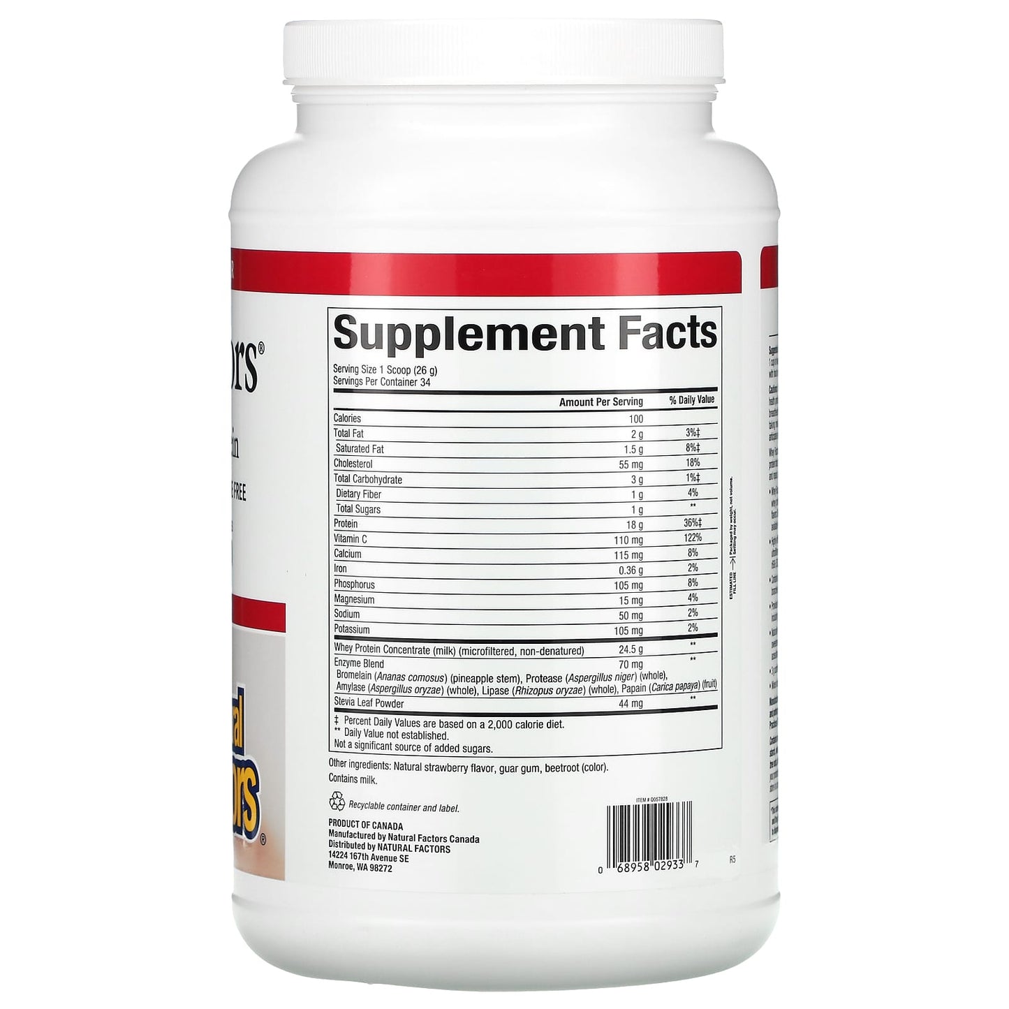Natural Factors, Whey Factors, Grass Fed Whey Protein, N, 2 lbs Powder UPC 068958029337 | Hilife Vitamins