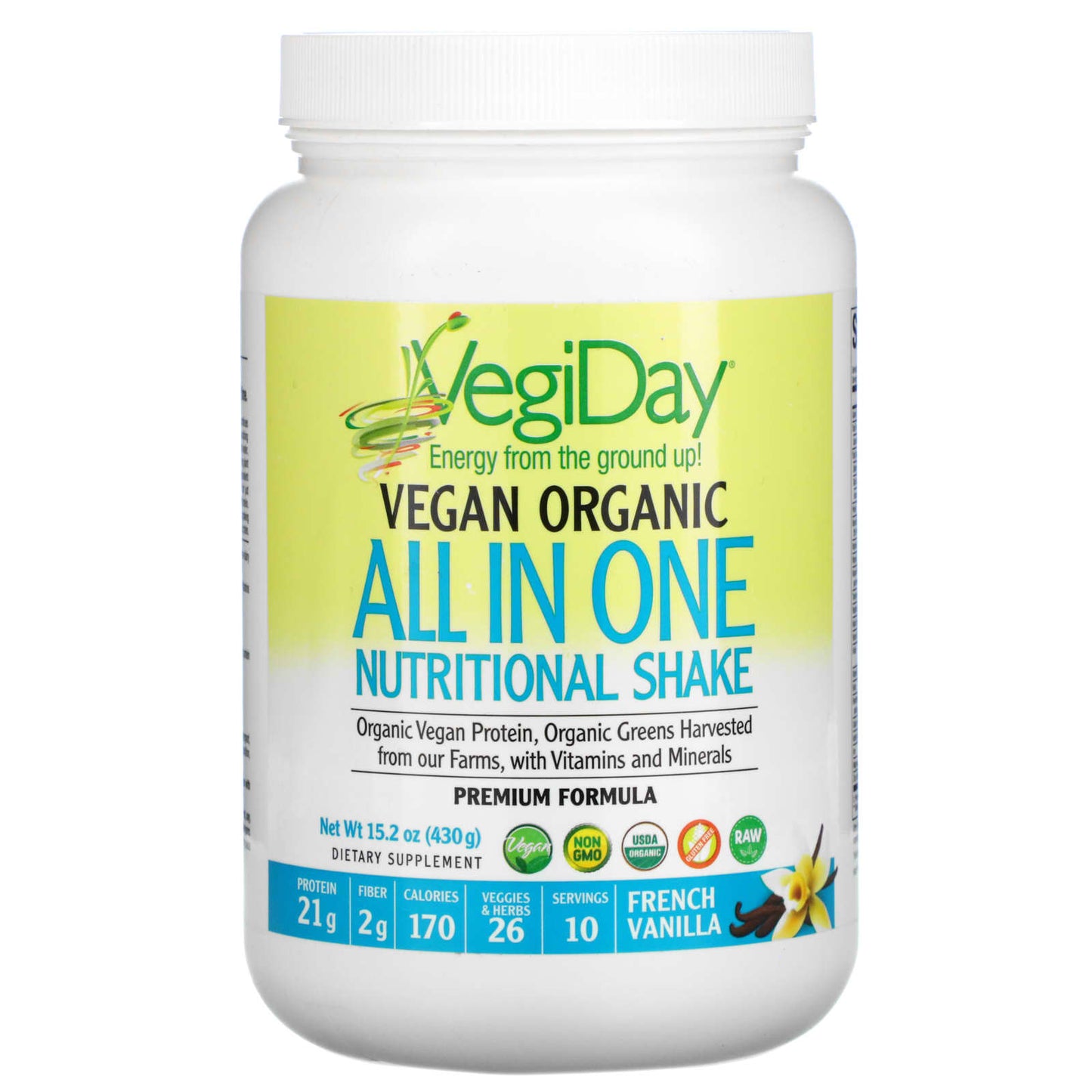 Natural Factors, VegiDay, Vegan Organic All In One Nutri, 15.2 Oz UPC 068958029696 | Hilife Vitamins