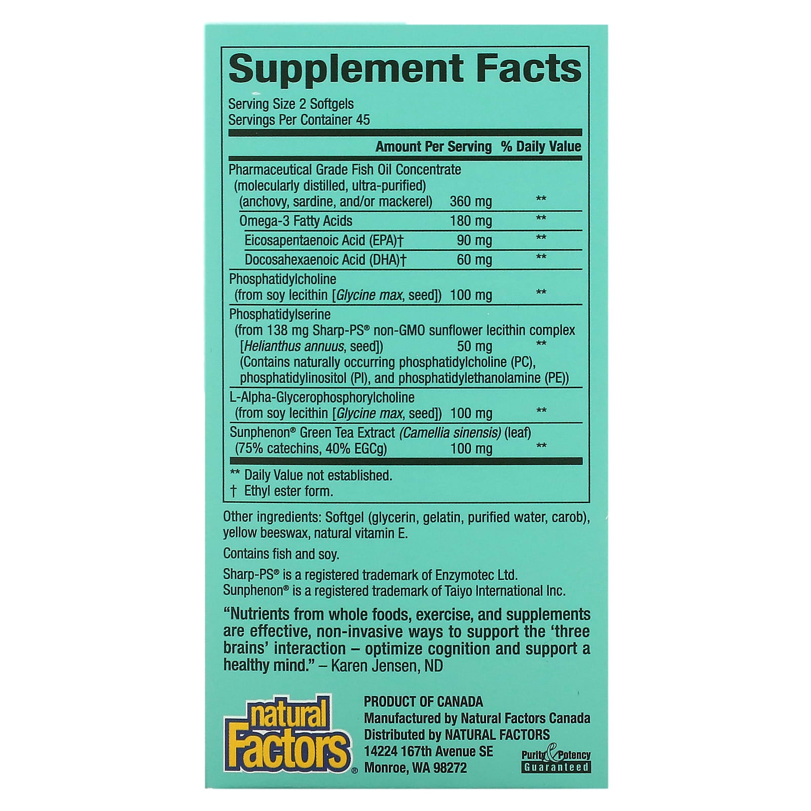 Natural Factors, 3 Brains, Higher Thoughts, 90 Softgels UPC 068958030500 | Hilife Vitamins