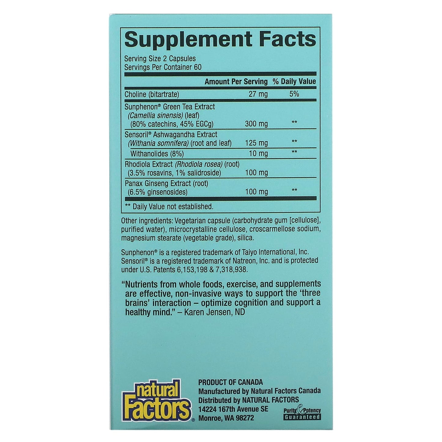 Natural Factors, 3 Brains, Serene Mind, 120 Vegetarian Capsules UPC 068958030579 | Hilife Vitamins