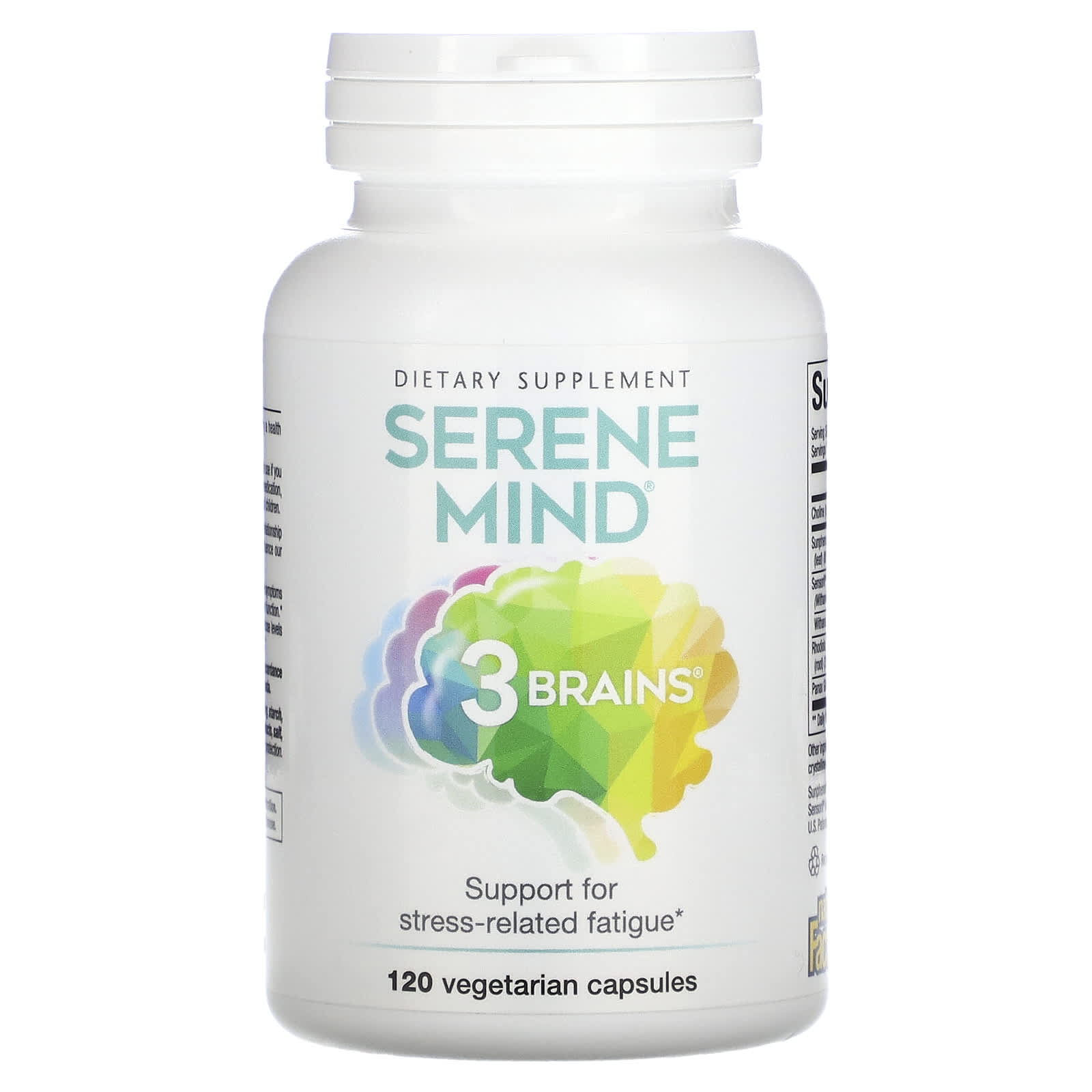 Natural Factors, 3 Brains, Serene Mind, 120 Vegetarian Capsules UPC 068958030579 | Hilife Vitamins