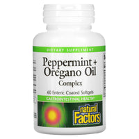 Natural Factors, Peppermint + Oregano Oil Enteric, 60 Softgels UPC 068958035161 | Hilife Vitamins