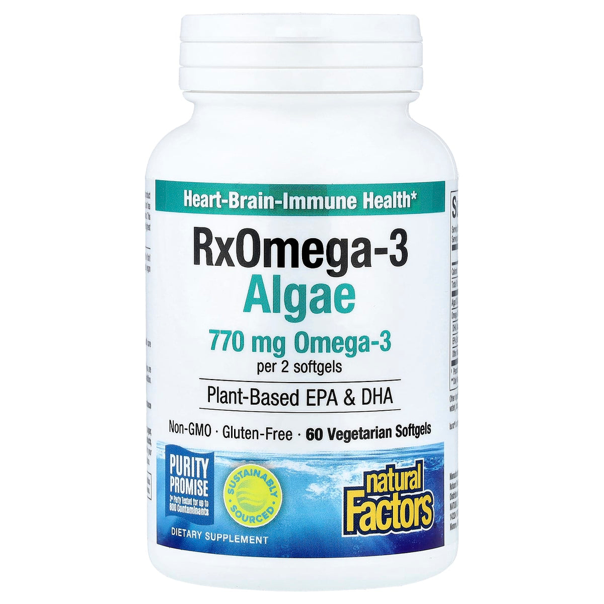 Natural Factors, RxOmega3 Algae, 60 Vegetarian Softgels UPC 068958035185 | Hilife Vitamins