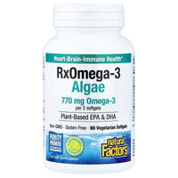 Natural Factors, RxOmega3 Algae, 60 Vegetarian Softgels UPC 068958035185 | Hilife Vitamins
