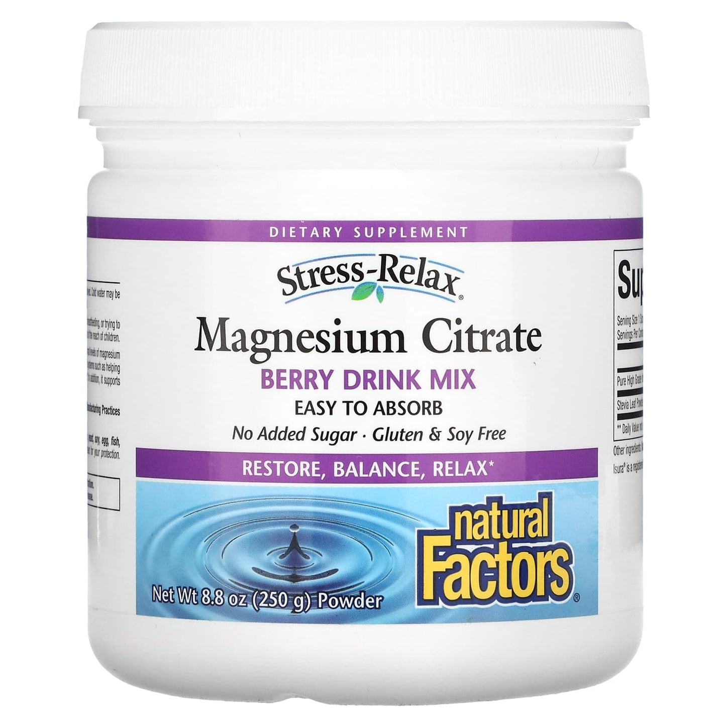 Natural Factors, Stress-Relax, Magnesium Citrate, Berry, 8.8 Oz UPC 068958035406 | Hilife Vitamins