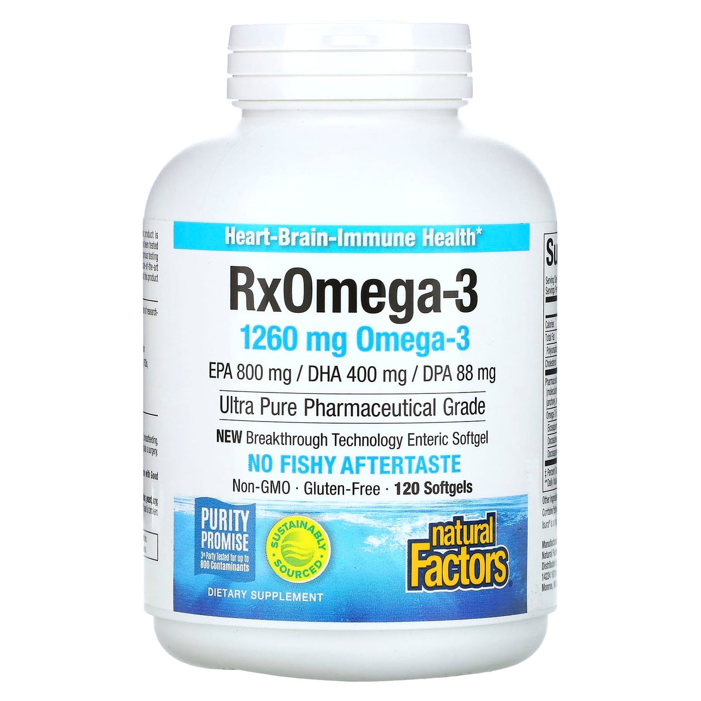Natural Factors, Rx Omega-3, 630 mg, 120 Softgels UPC 068958035499 | Hilife Vitamins