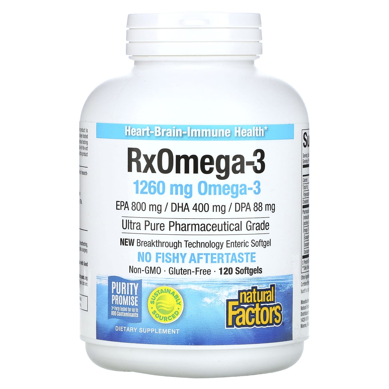 Natural Factors, Rx Omega-3, 630 mg, 120 Softgels UPC 068958035499 | Hilife Vitamins