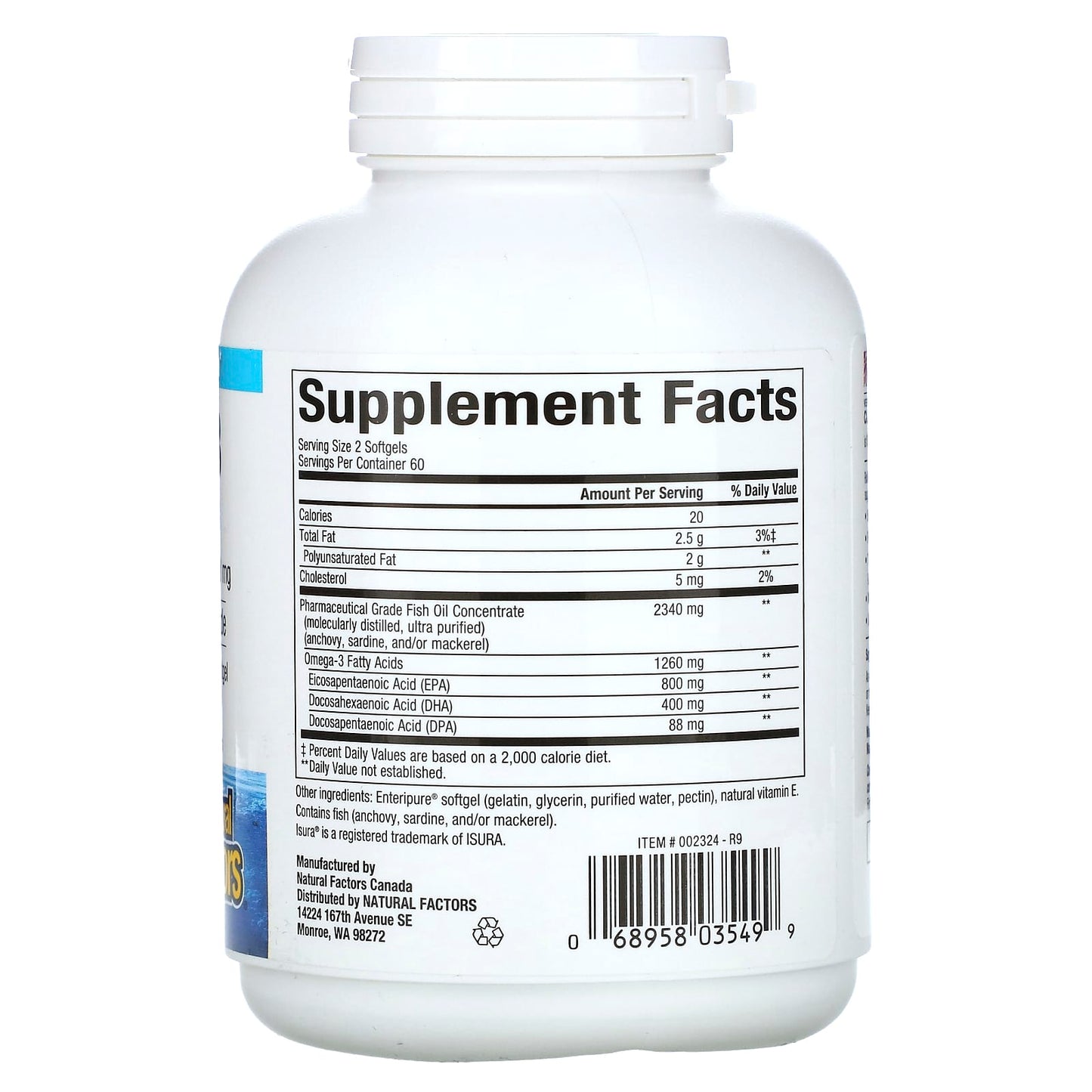 Natural Factors, Rx Omega-3, 630 mg, 120 Softgels UPC 068958035499 | Hilife Vitamins