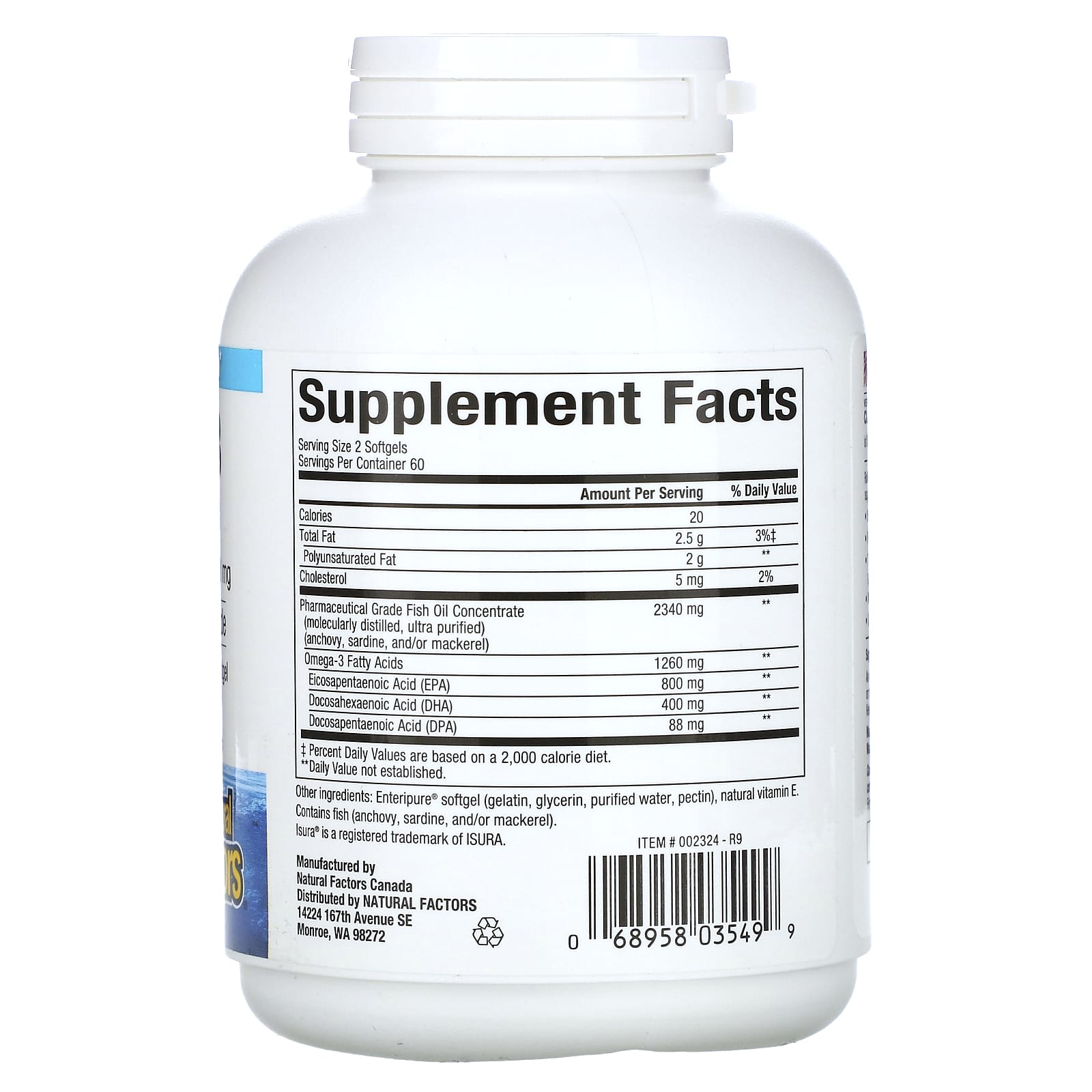 Natural Factors, Rx Omega-3, 630 mg, 120 Softgels UPC 068958035499 | Hilife Vitamins