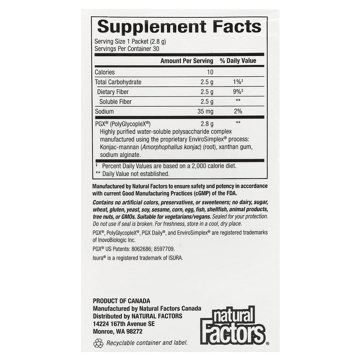 Natural Factors, PGX Daily, Singles, 30 Convenient Stick, (2.8 g) Each UPC 068958035703 | Hilife Vitamins