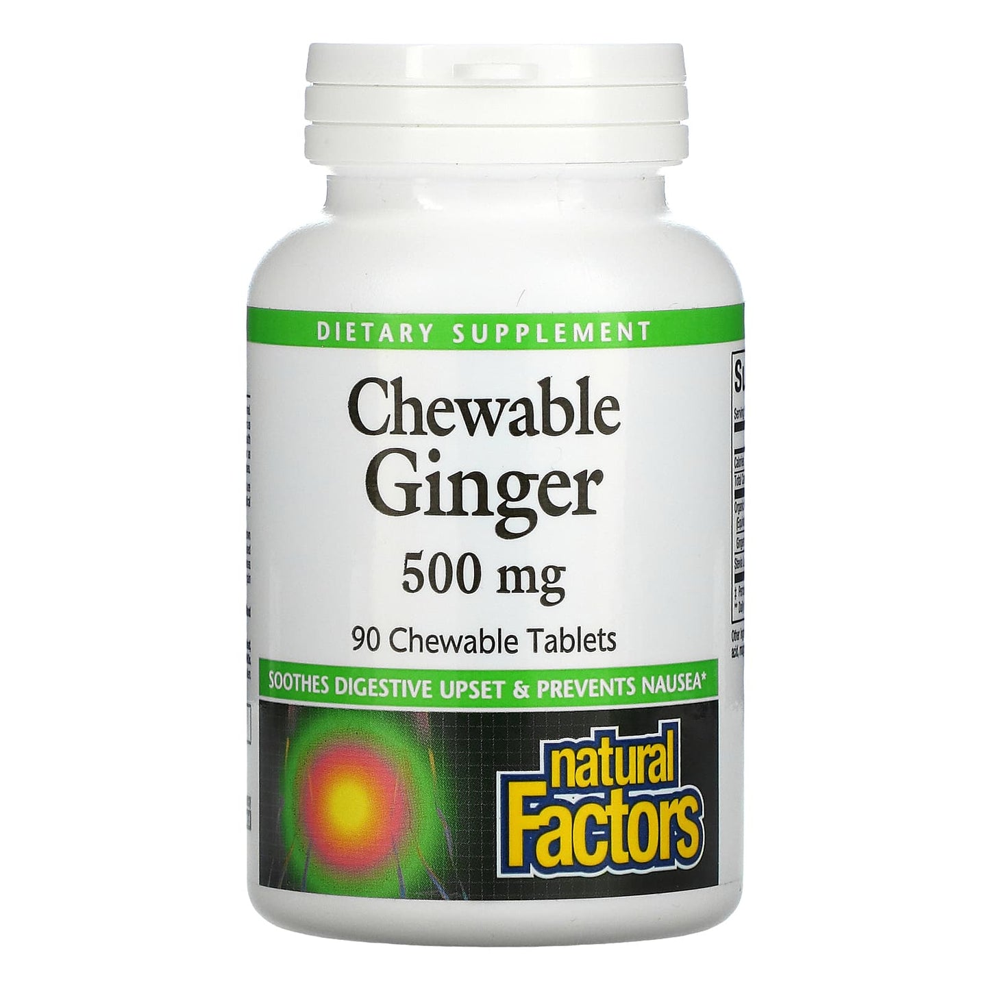 Natural Factors, Chewable Ginger, 500 mg, 90 Chewables UPC 068958045061 | Hilife Vitamins