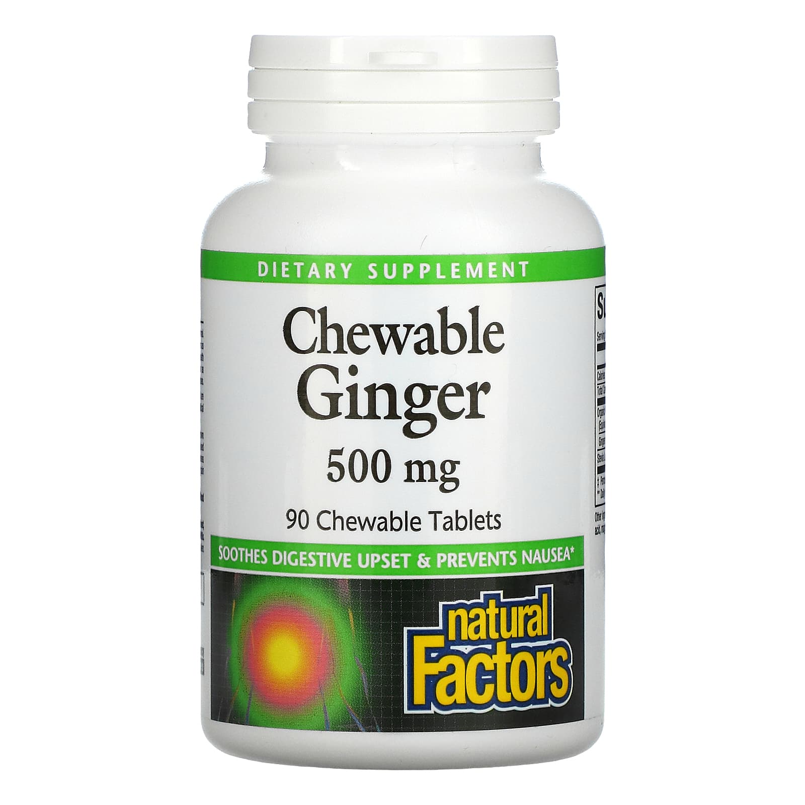 Natural Factors, Chewable Ginger, 500 mg, 90 Chewables UPC 068958045061 | Hilife Vitamins