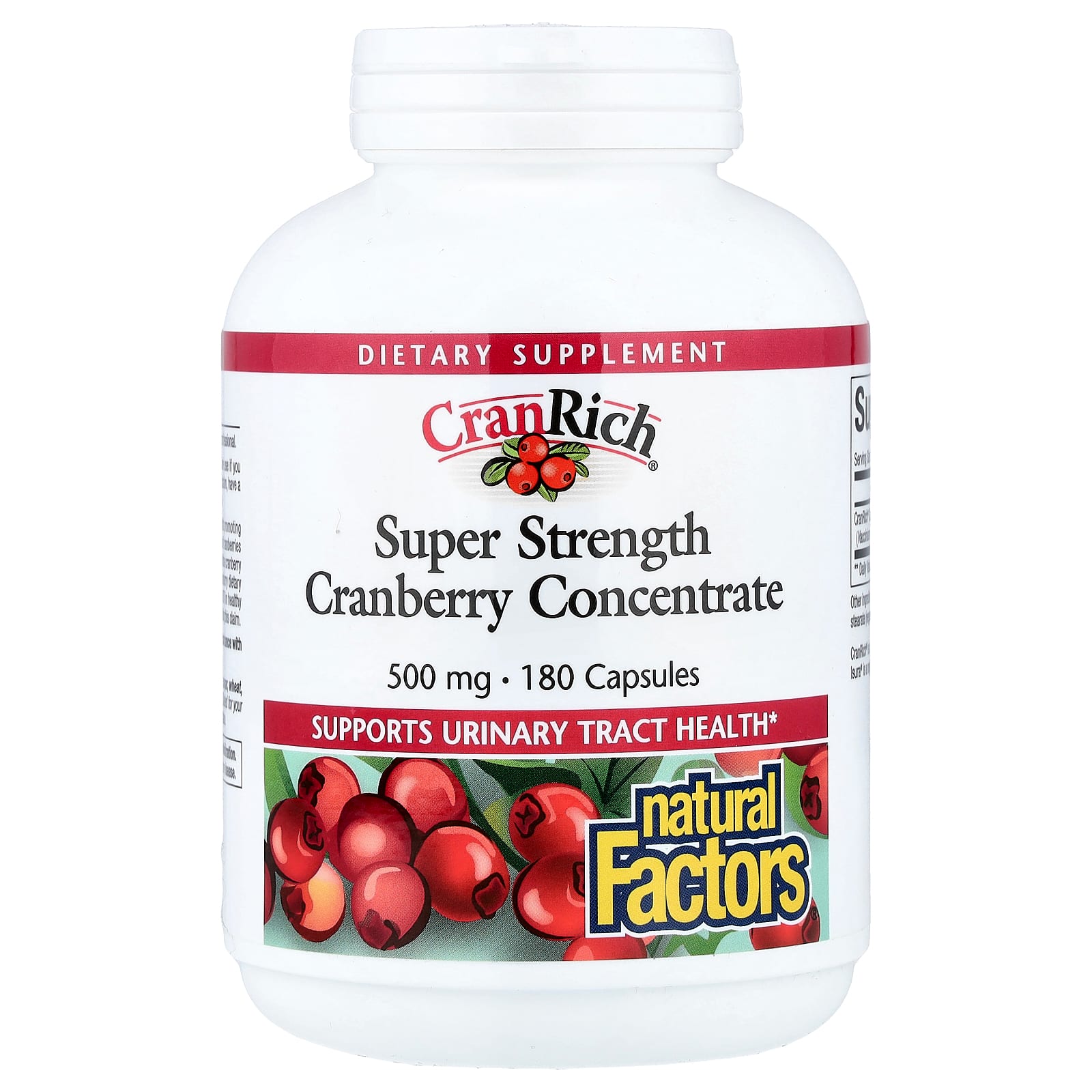 Natural Factors, CranRich®, Cranberry Concentrate, 500 mg, 180 Capsules UPC 068958045139 | Hilife Vitamins