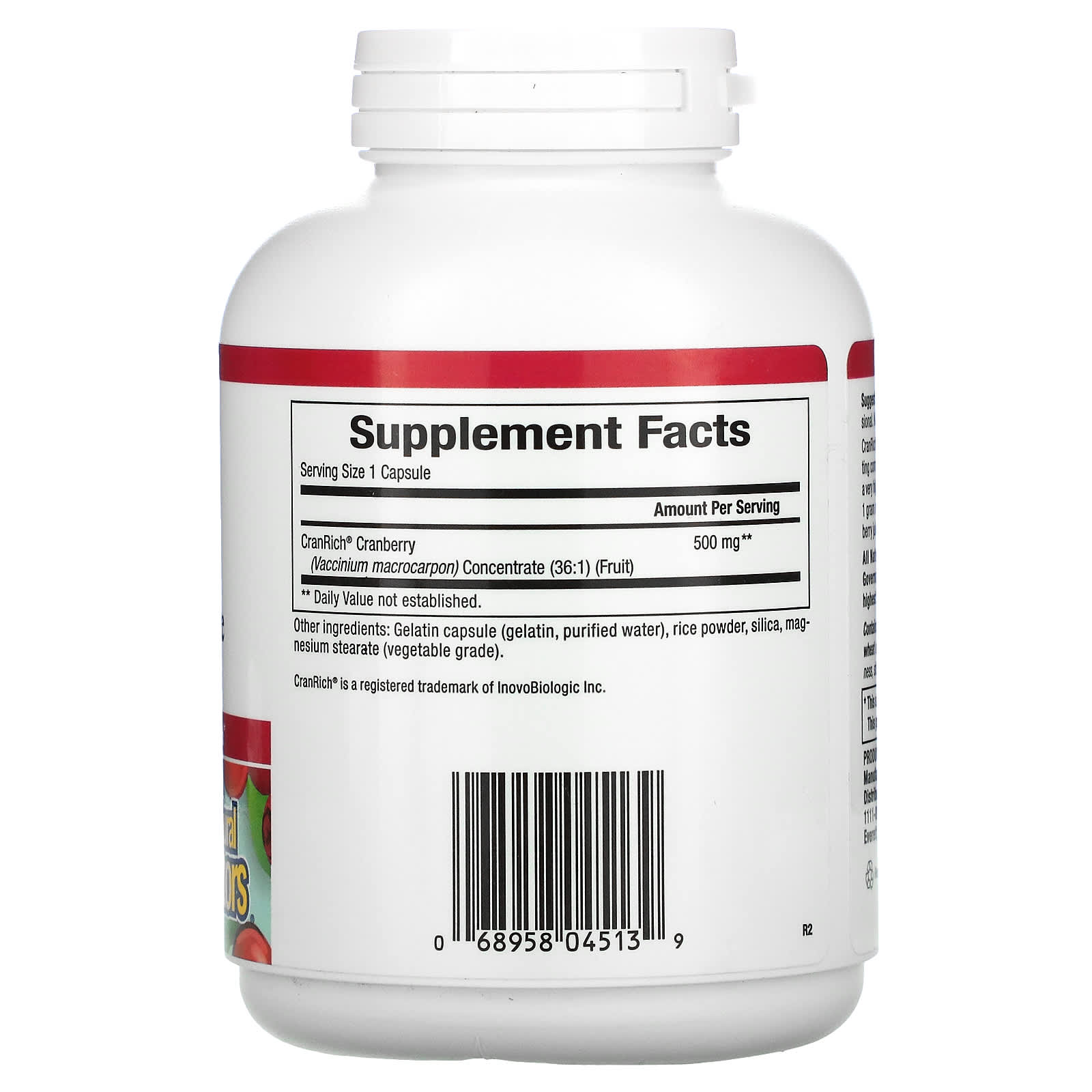Natural Factors, CranRich, Super Strength, Cranberry Con, 180 Capsules UPC 068958045139 | Hilife Vitamins