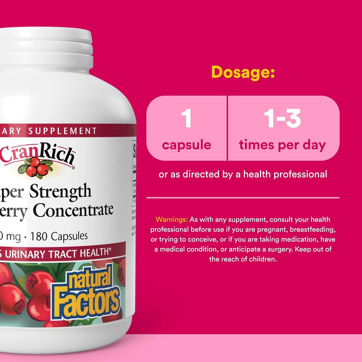 Natural Factors, CranRich®, Cranberry Concentrate, 500 mg, 180 Capsules UPC 068958045139 | Hilife Vitamins