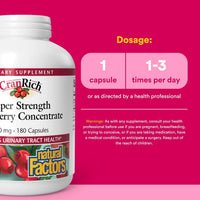 Natural Factors, CranRich®, Cranberry Concentrate, 500 mg, 180 Capsules UPC 068958045139 | Hilife Vitamins