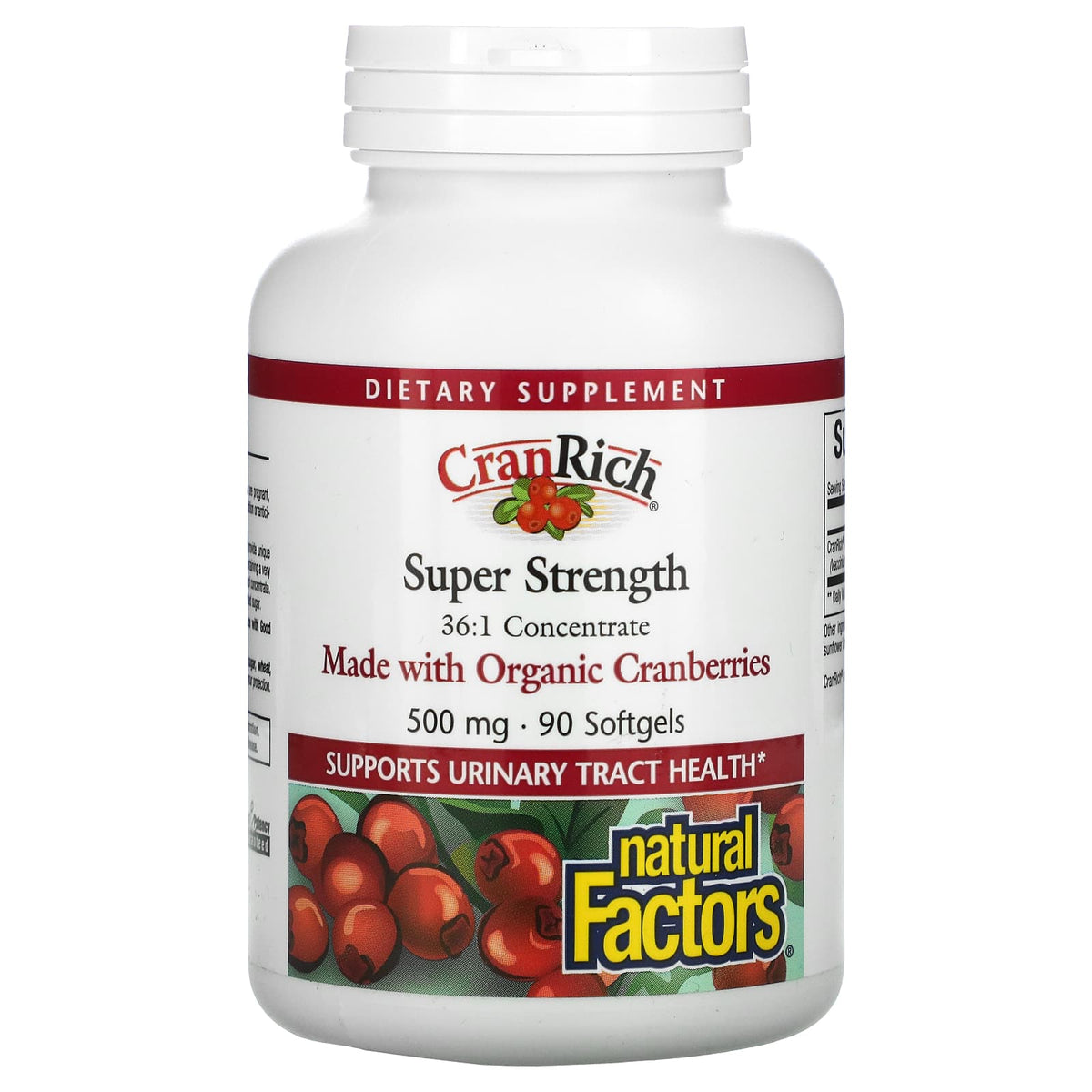 Natural Factors, CranRich, Super Strength, Cranberry Con, 90 Softgels UPC 068958045146 | Hilife Vitamins