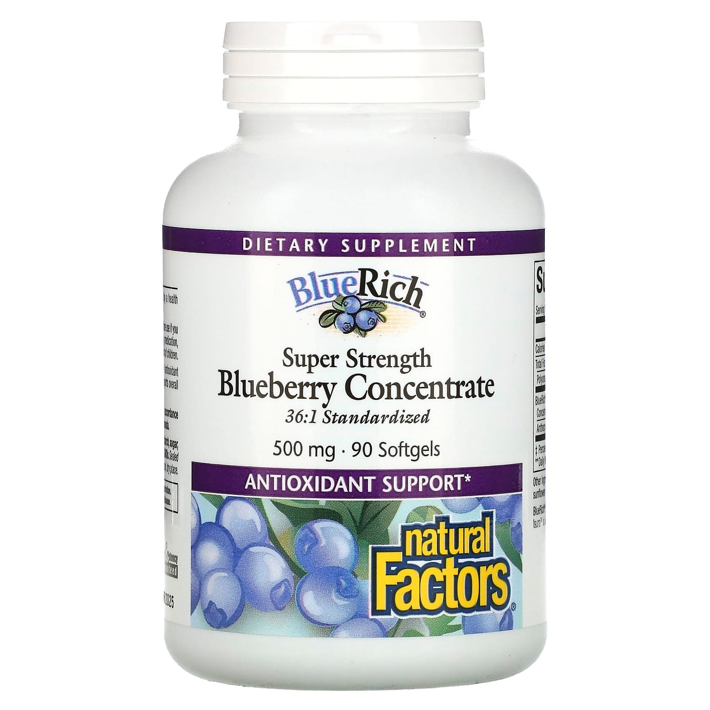 Natural Factors, BlueRich, Super Strength Blueberry Conc, 90 Softgels UPC 068958045160 | Hilife Vitamins