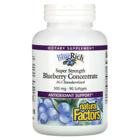 Natural Factors, BlueRich, Super Strength Blueberry Conc, 90 Softgels UPC 068958045160 | Hilife Vitamins