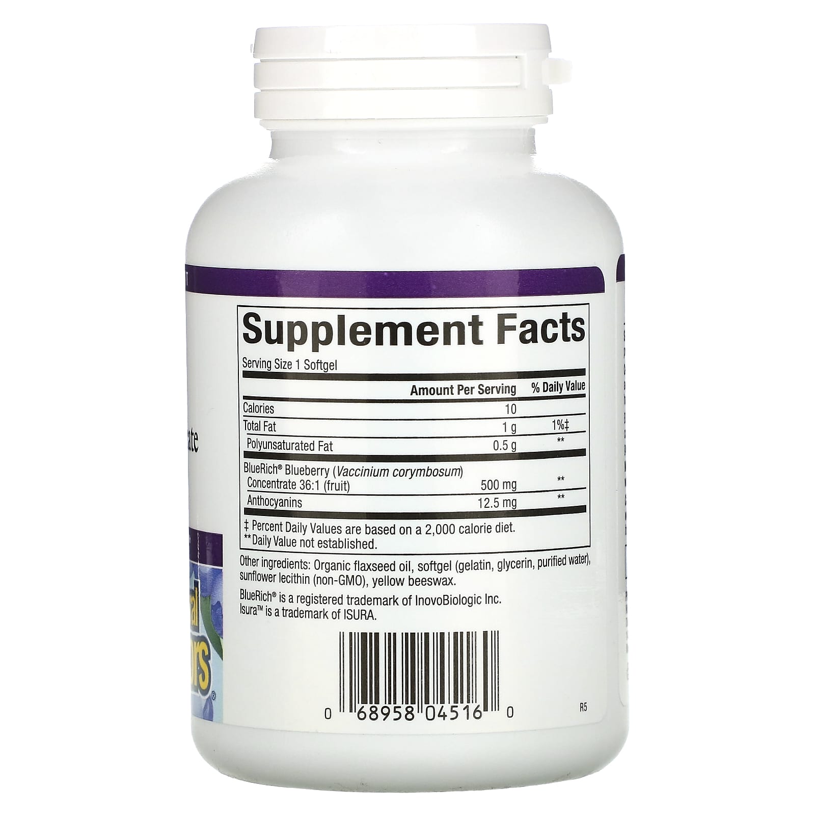 Natural Factors, BlueRich, Super Strength Blueberry Conc, 90 Softgels UPC 068958045160 | Hilife Vitamins