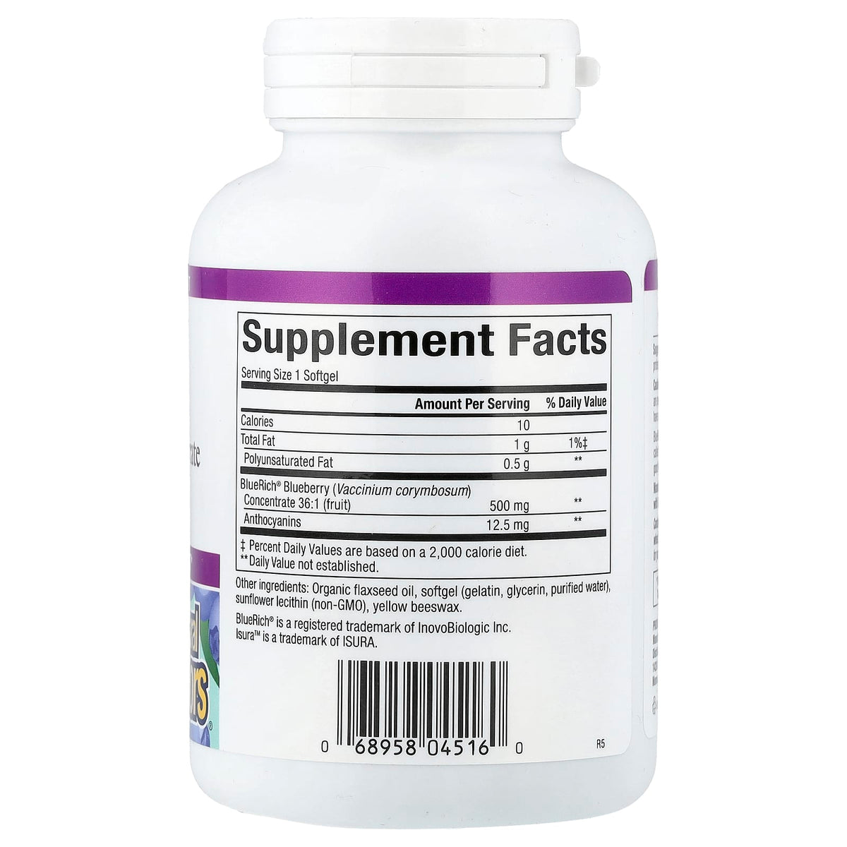 Natural Factors, BlueRich®, Super Strength Blueberry Concentrate, 500 mg, 90 Softgels UPC 068958045160 | Hilife Vitamins