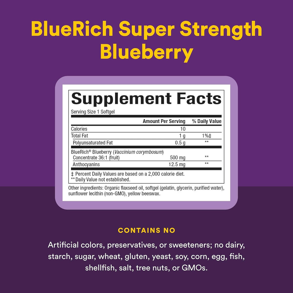Natural Factors, BlueRich®, Super Strength Blueberry Concentrate, 500 mg, 90 Softgels UPC 068958045160 | Hilife Vitamins