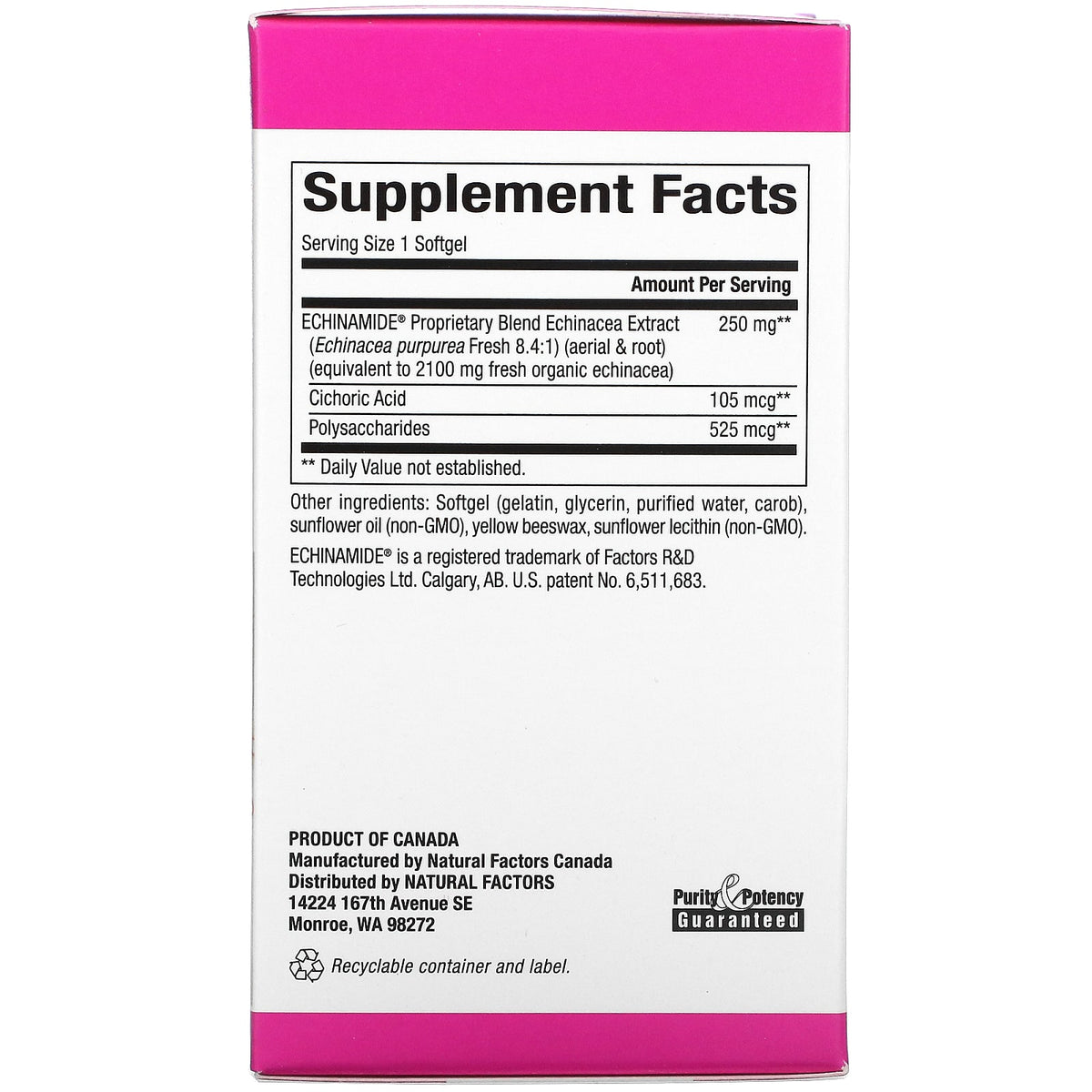 Natural Factors, Patented Echinamide, 60 Softgels UPC 068958045238 | Hilife Vitamins
