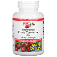 Natural Factors, Cherry Concentrate, Super Strength, 500, 90 Softgels UPC 068958045252 | Hilife Vitamins