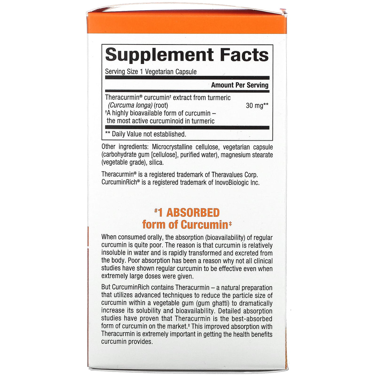 Natural Factors, CurcuminRich, Theracurmin, .35 Capsules UPC 068958045382 | Hilife Vitamins