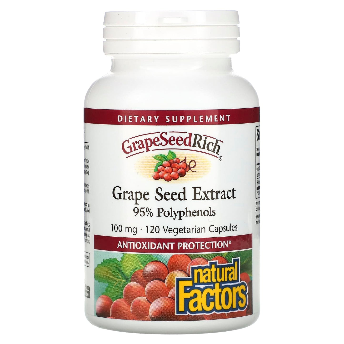 Natural Factors, GrapeSeedRich, Grape Seed Extract, 100, 120 Vegetarian Capsules UPC 068958045405 | Hilife Vitamins