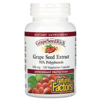 Natural Factors, GrapeSeedRich, Grape Seed Extract, 100, 120 Vegetarian Capsules UPC 068958045405 | Hilife Vitamins