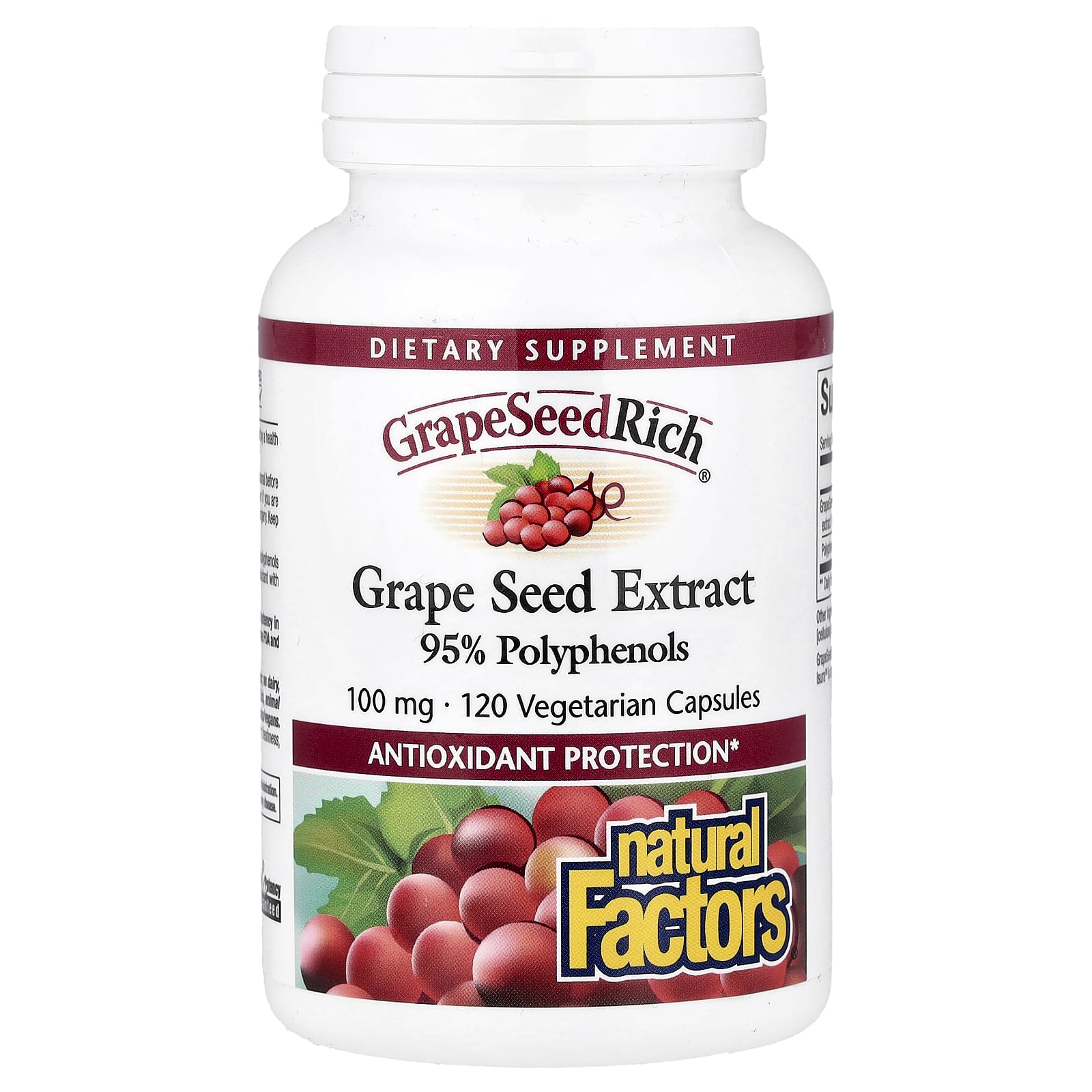 Natural Factors, GrapeSeedRich, Grape Seed Extract, 100, 120 Vegetarian Capsules UPC 068958045405 | Hilife Vitamins