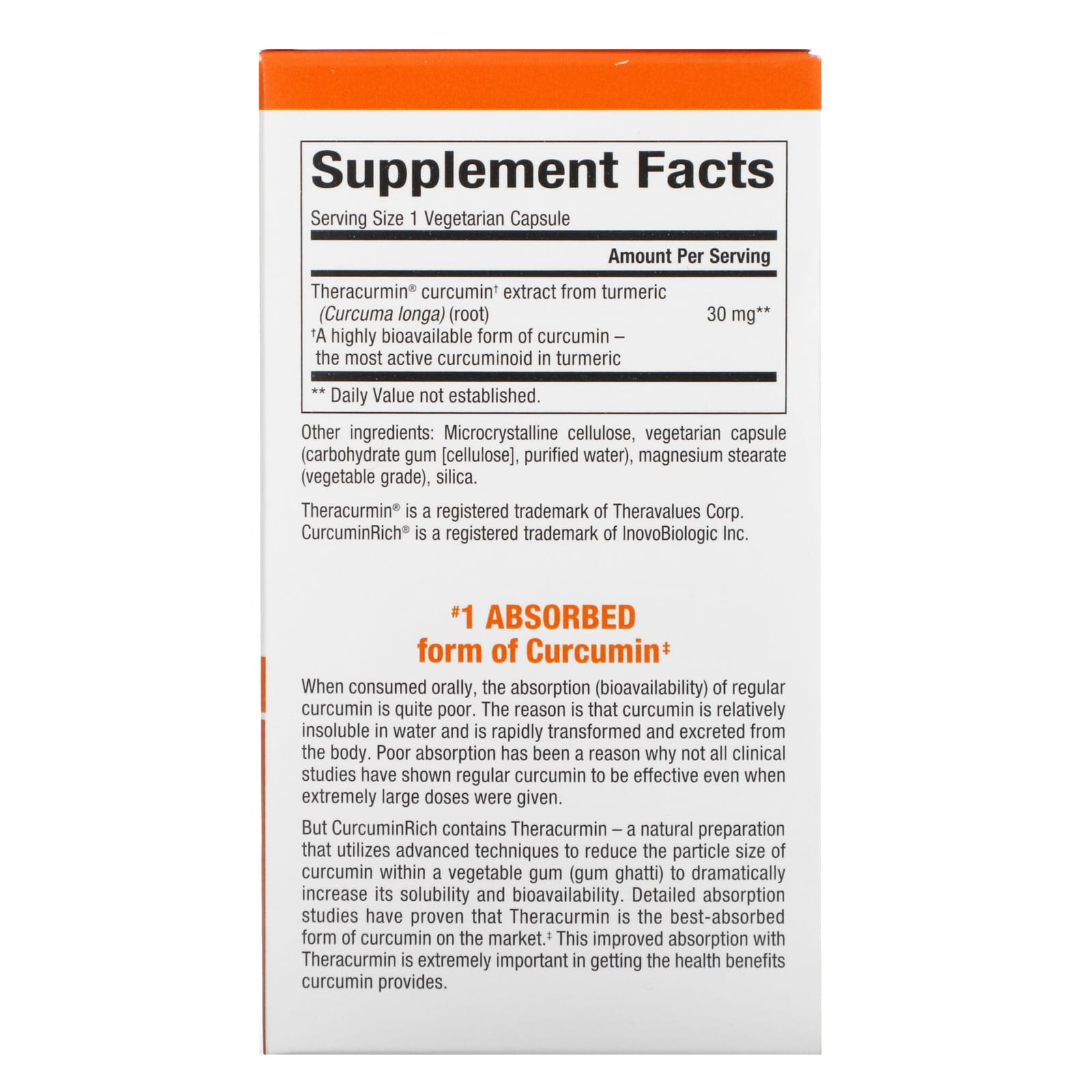 Natural Factors, CurcuminRich, Theracurmin, 30 Capsules UPC 068958045429 | Hilife Vitamins