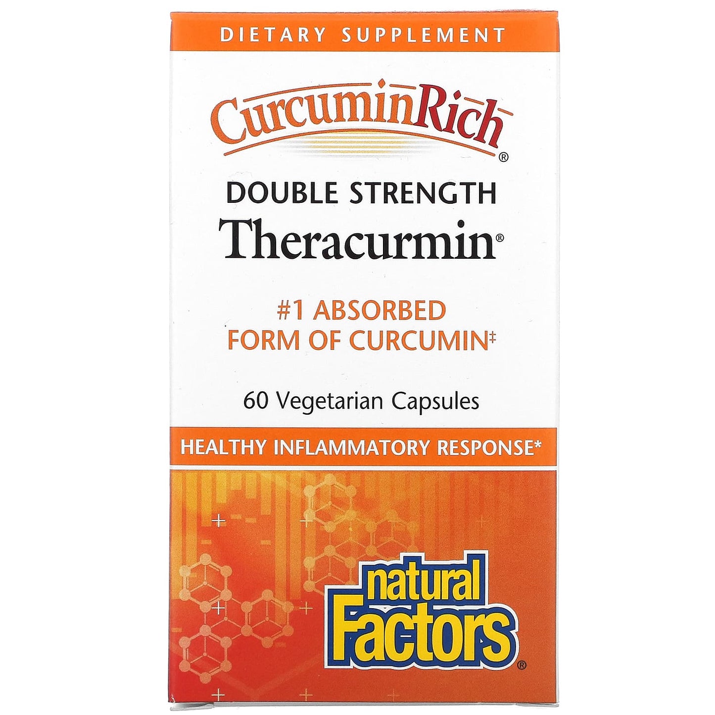 Natural Factors, CurcuminRich, Double Strength Theracurm, 60 Vegetarian Capsules UPC 068958045443 | Hilife Vitamins