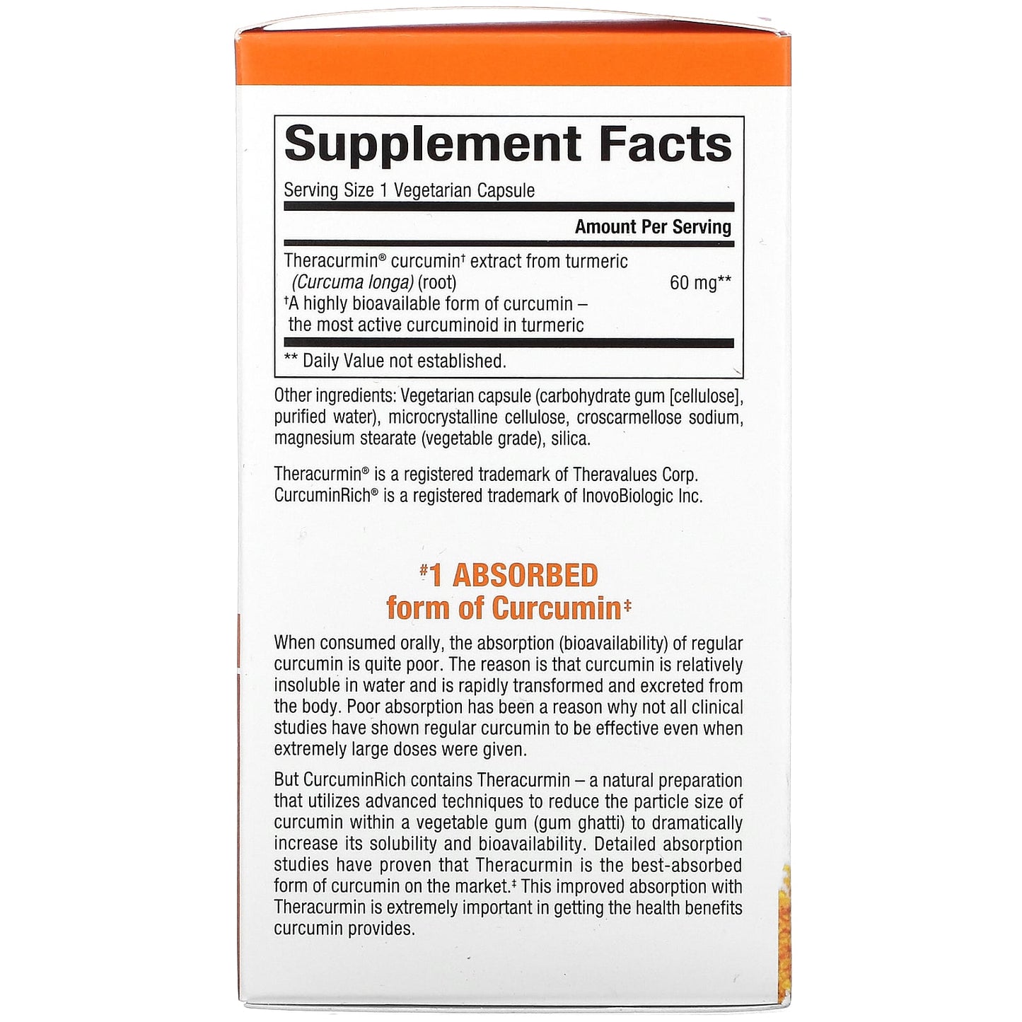 Natural Factors, CurcuminRich, Double Strength Theracurm, 60 Vegetarian Capsules UPC 068958045443 | Hilife Vitamins