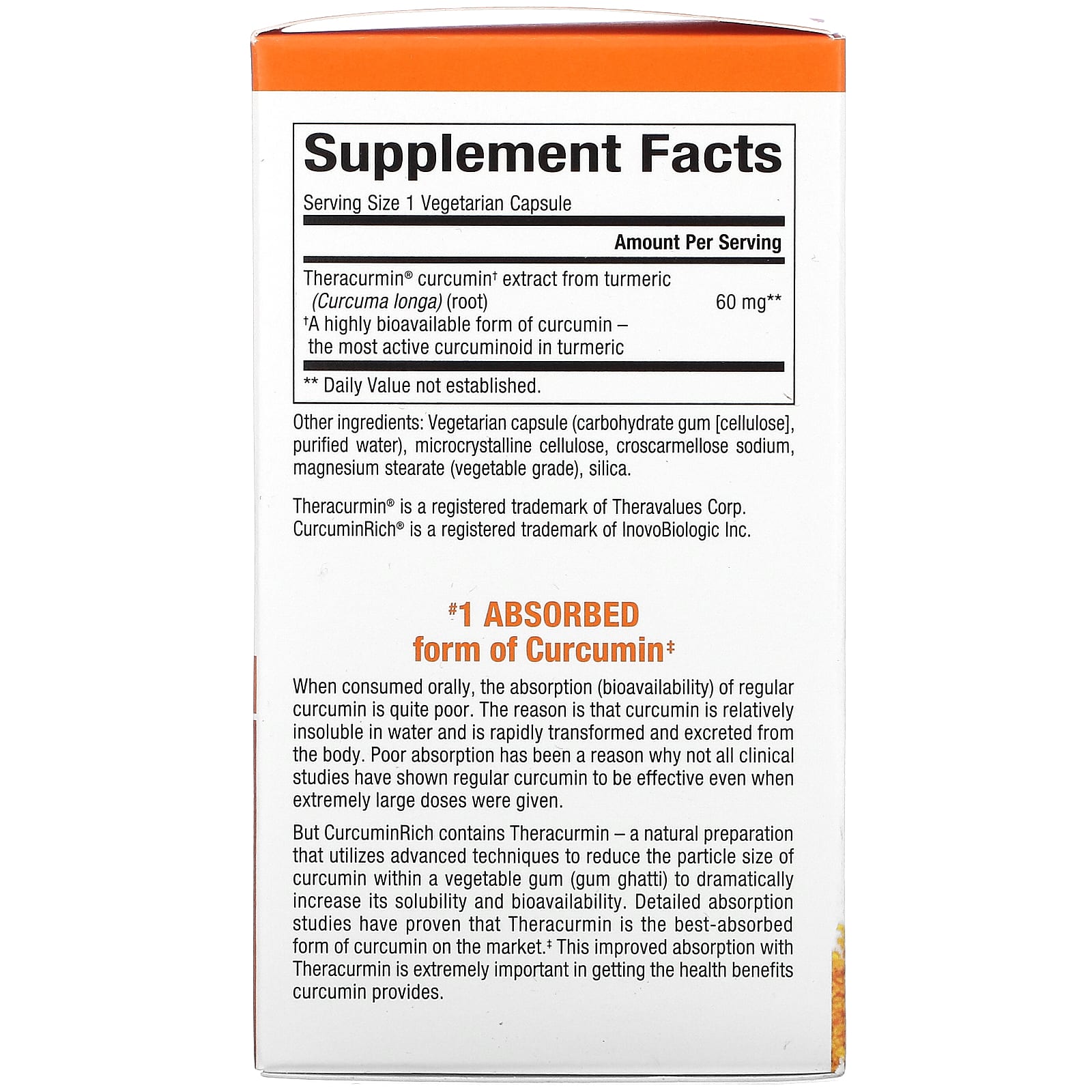 Natural Factors, CurcuminRich, Double Strength Theracurm, 60 Vegetarian Capsules UPC 068958045443 | Hilife Vitamins