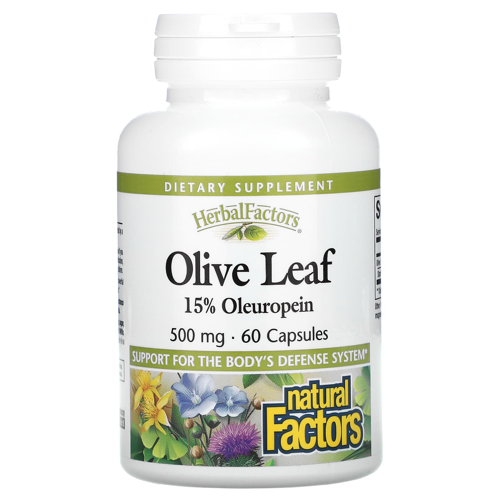 Natural Factors, HerbalFactors, Olive Leaf, 500 mg, 60 Capsules UPC 068958045696 | Hilife Vitamins
