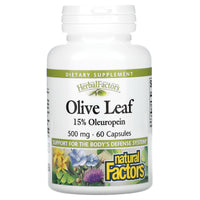 Natural Factors, HerbalFactors, Olive Leaf, 500 mg, 60 Capsules UPC 068958045696 | Hilife Vitamins