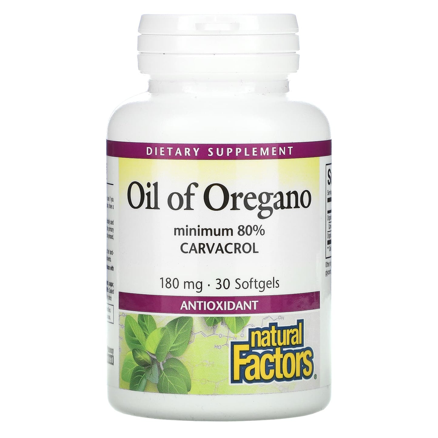 Natural Factors, Oil Of Oregano, 180 mg, 30 Softgels UPC 068958045733 | Hilife Vitamins