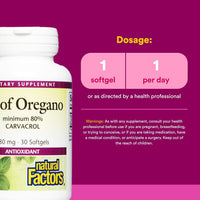 Natural Factors, Oil Of Oregano, 180 mg, 30 Softgels UPC 068958045733 | Hilife Vitamins