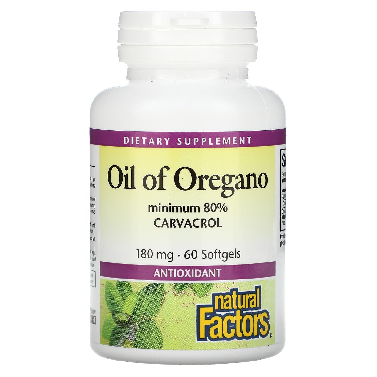 Natural Factors, Oil Of Oregano, 180 mg, 60 Softgels UPC 068958045740 | Hilife Vitamins