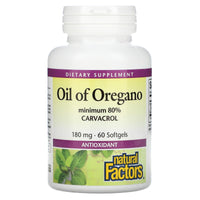 Natural Factors, Oil Of Oregano, 180 mg, 60 Softgels UPC 068958045740 | Hilife Vitamins