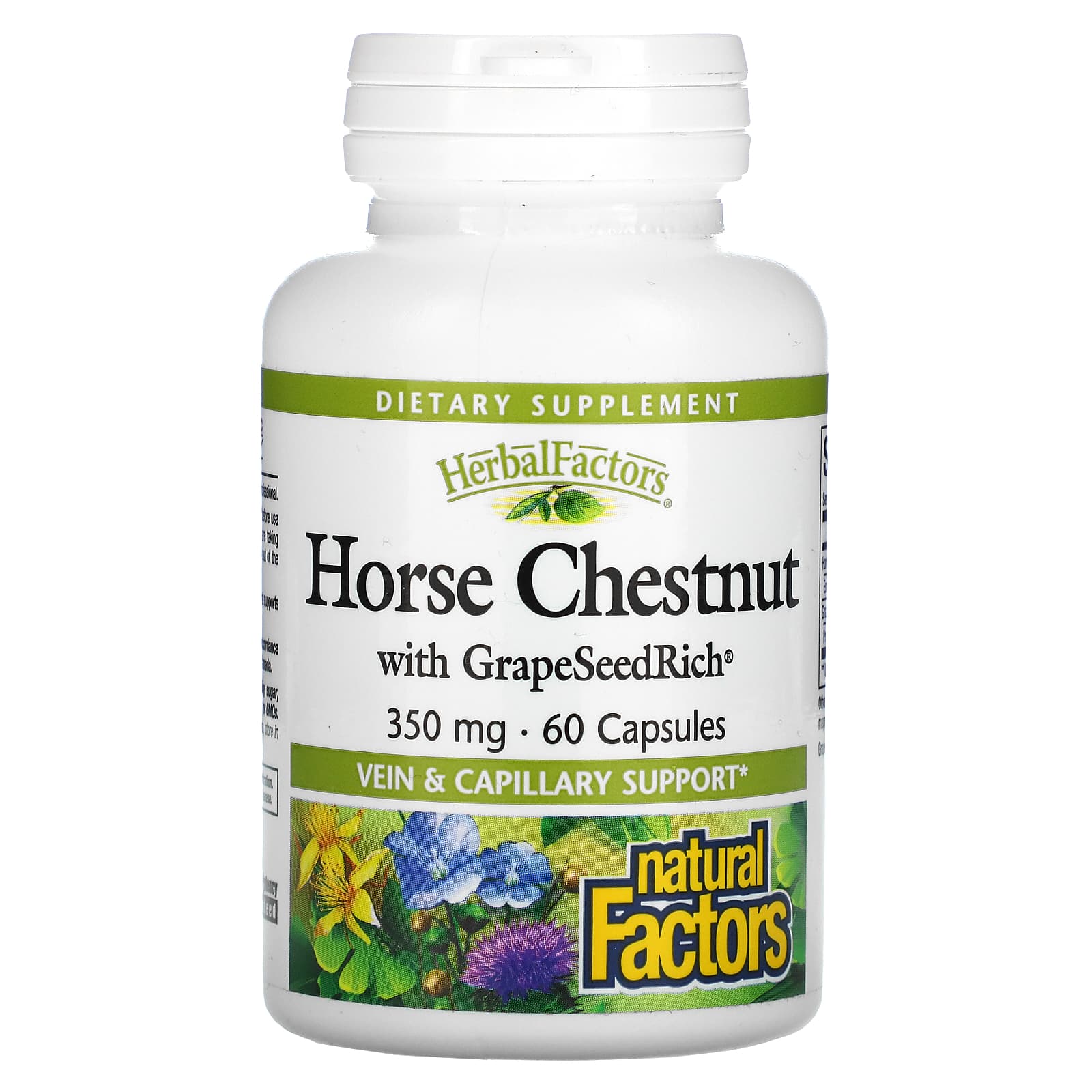 Natural Factors, Horse Chestnut with GrapeSeedRich, 350, 60 Capsules UPC 068958045900 | Hilife Vitamins