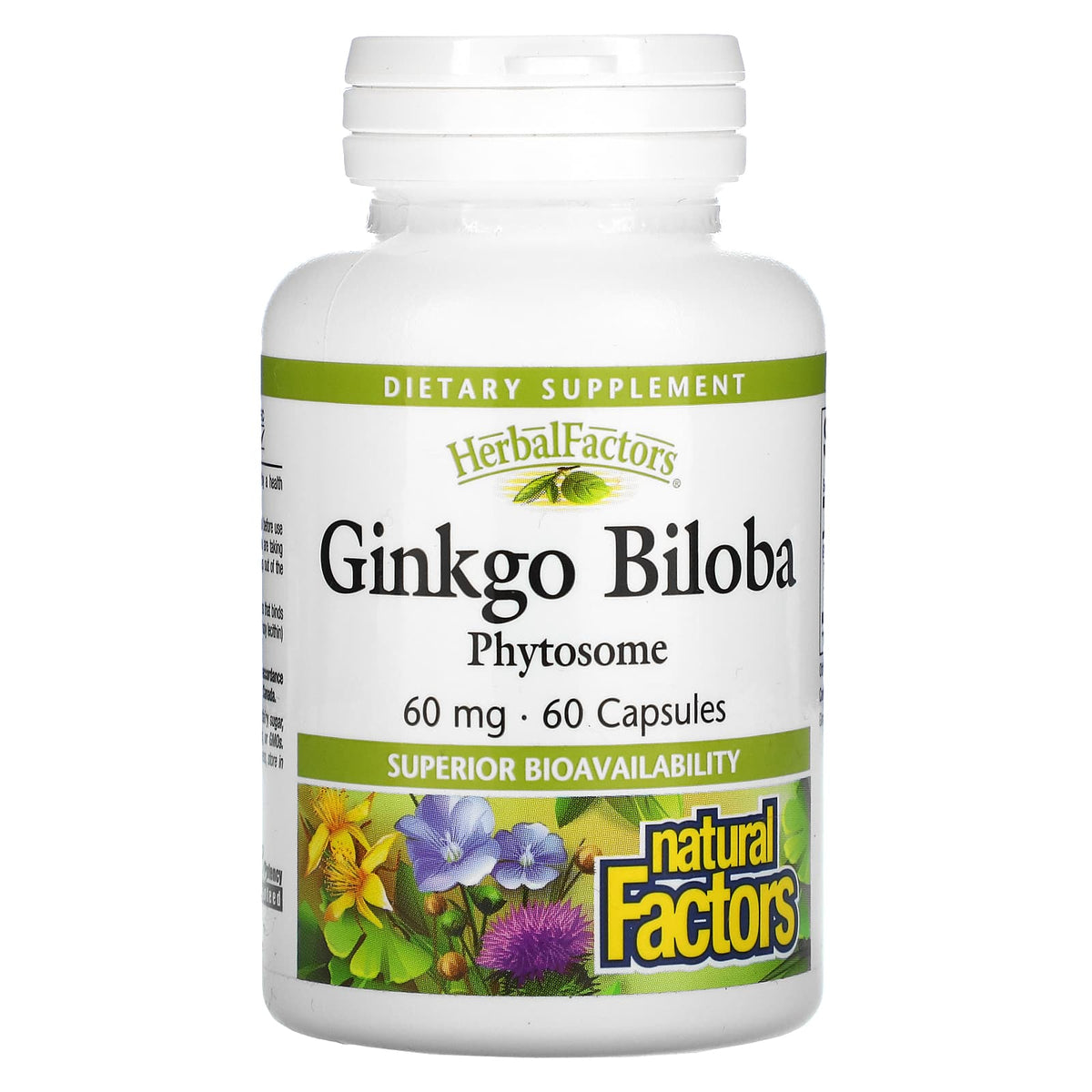 Natural Factors, Ginkgo Biloba, Phytosome, 60 mg, 60 Capsules UPC 068958048055 | Hilife Vitamins