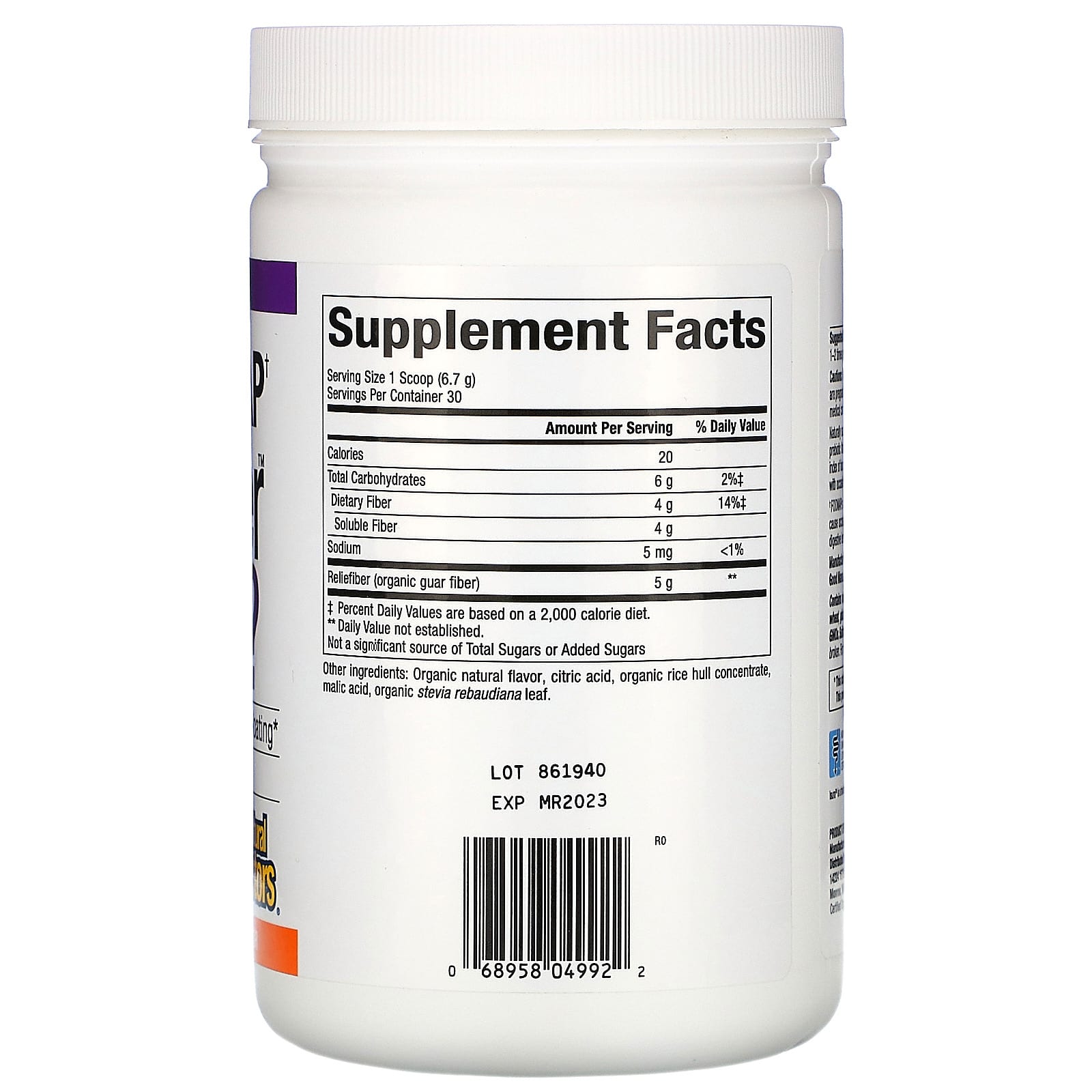 Natural Factors, Organic Low Fodmap Reliefiber, Tropical, 7.09 oz Powder UPC 068958049922 | Hilife Vitamins