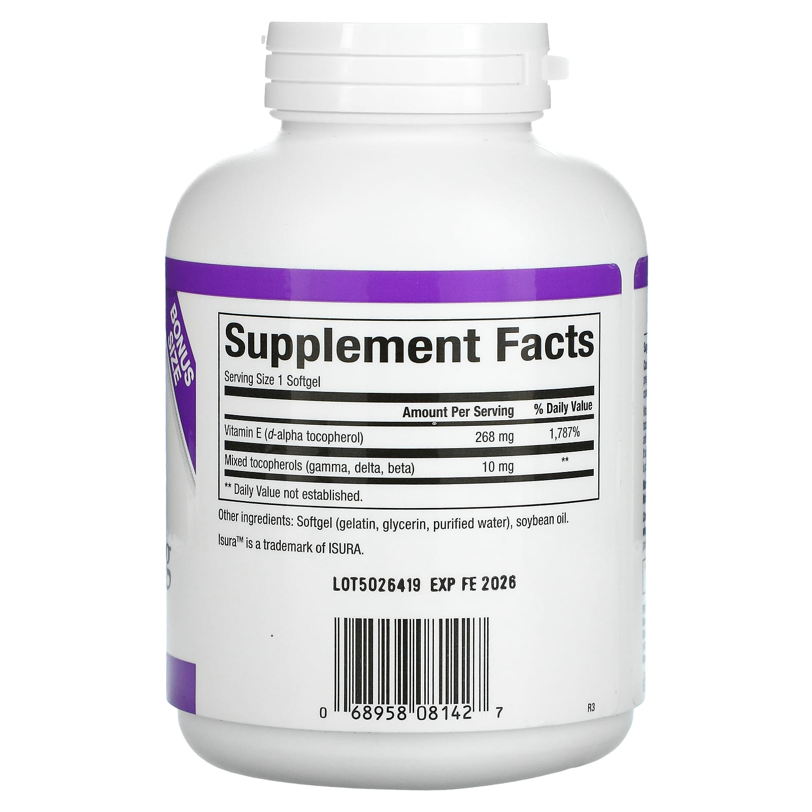 Natural Factors, Mixed Vitamin E, 268 mg (400 IU), 240 Softgels UPC 068958081427 | Hilife Vitamins