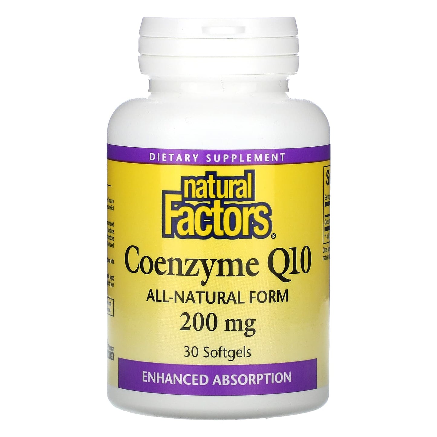 Natural Factors, Coenzyme Q10, 200 mg, 30 Softgels UPC 068958207216 | Hilife Vitamins