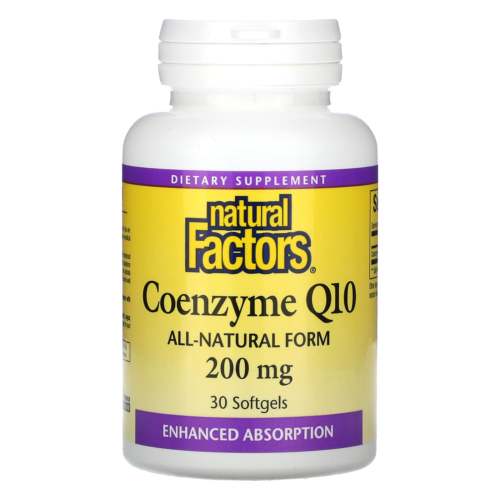 Natural Factors, Coenzyme Q10, 200 mg, 30 Softgels UPC 068958207216 | Hilife Vitamins