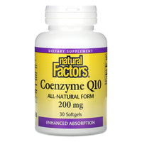 Natural Factors, Coenzyme Q10, 200 mg, 30 Softgels UPC 068958207216 | Hilife Vitamins