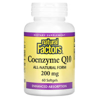 Natural Factors, Coenzyme Q10, 200 mg, 60 Softgels UPC 068958207223 | Hilife Vitamins